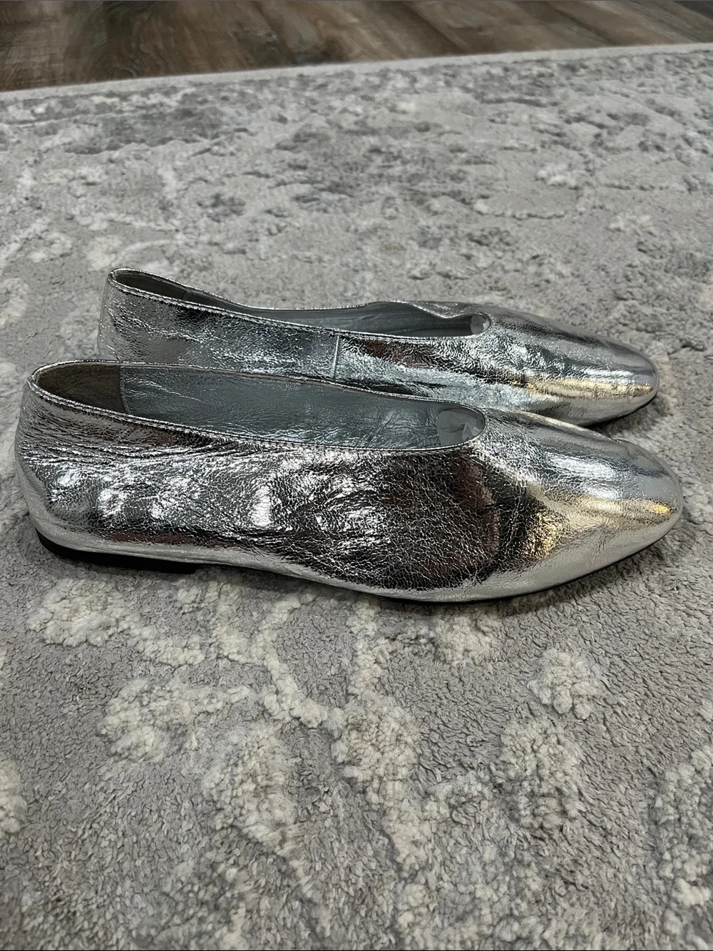 Jeffrey Campbell ROMP Flat Metallic Silver Slip-On Loafers